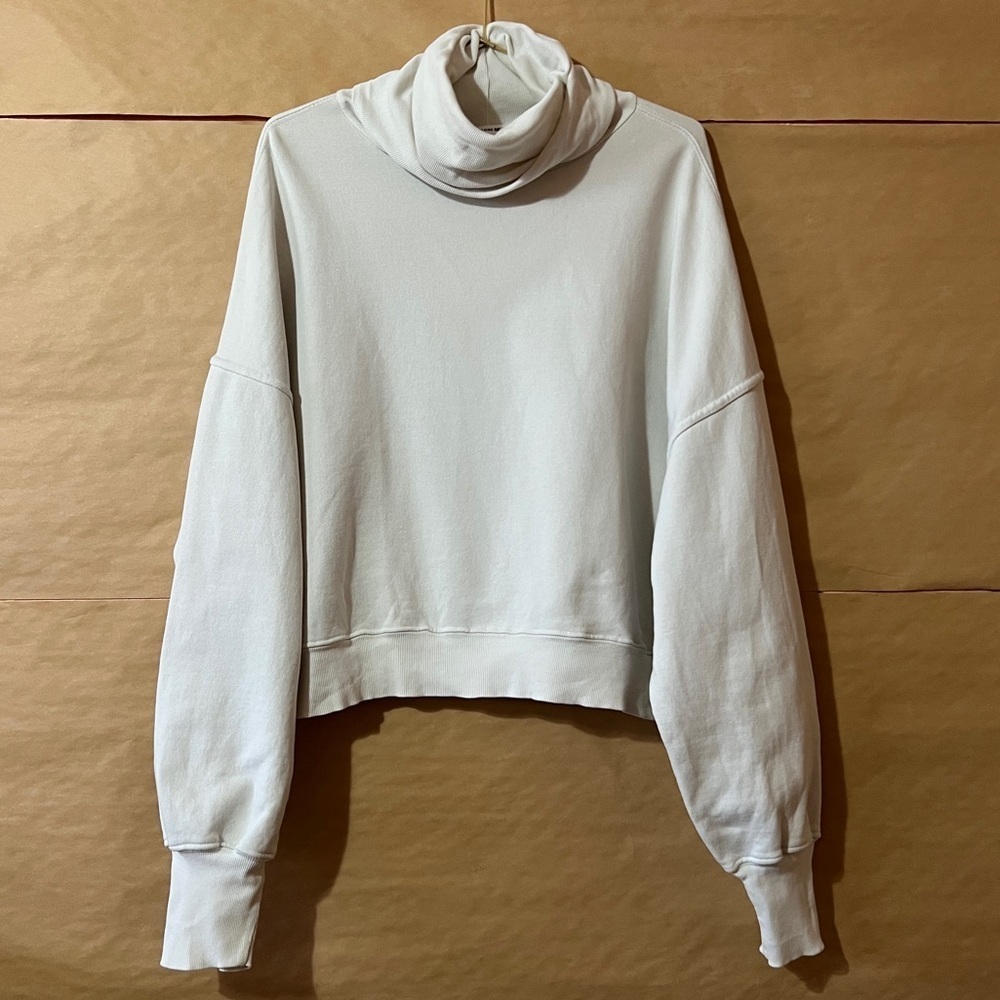 Agolde Balloon Sleeve Turtleneck Sweatshirt Pullover French Terry Plaster Size S